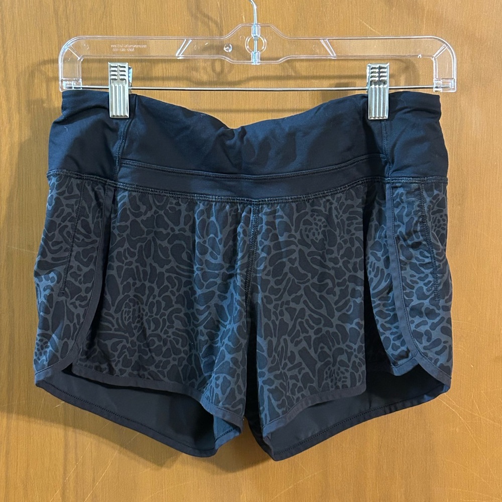 lululemon Speed Up Black Patterned Athletic Shorts